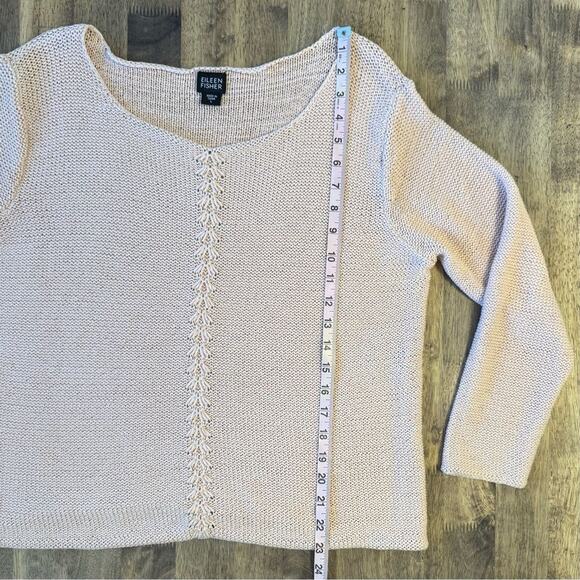 Eileen Fisher Women’s V Neck Heavy Knit Cotton Pullover Sweater Pink Size Large - Picture 9 of 10